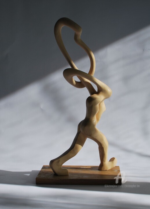 Skulptur mit dem Titel "homme et femme en m…" von Christophe Lm, Original-Kunstwerk, Holz