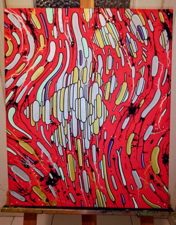 Painting titled "nano fluide" by Komplotiste, Original Artwork, Acrylic