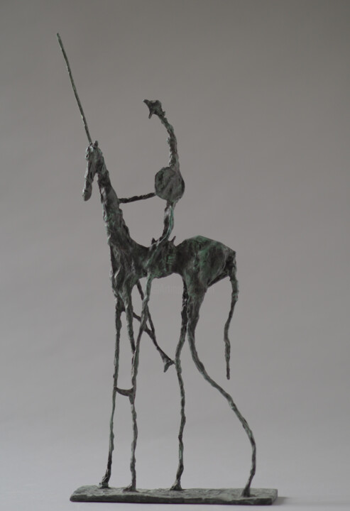 Скульптура под названием "Petit Quichotte 1" - Christophe Rouleaud, Подлинное произведение искусства, Бронза