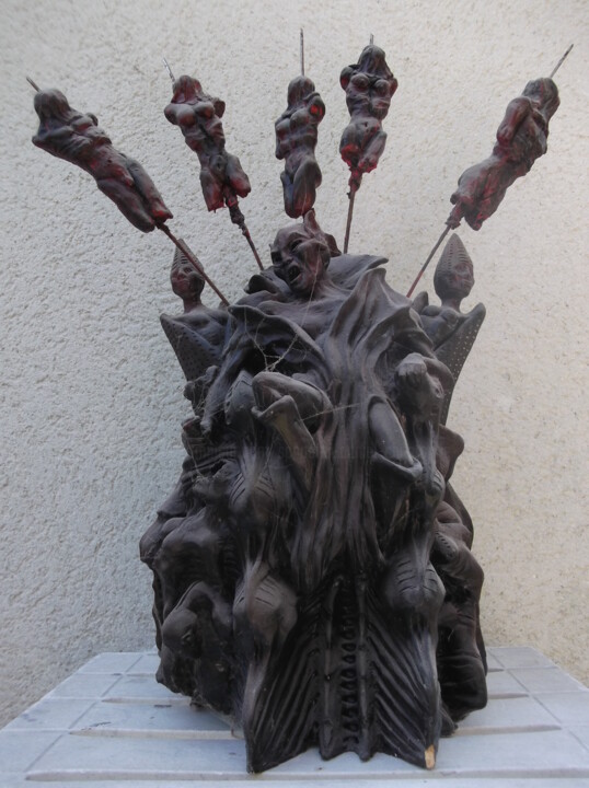 Sculpture titled "Vlad l'empaleur" by Christophe Schaefer, Original Artwork, Terra cotta