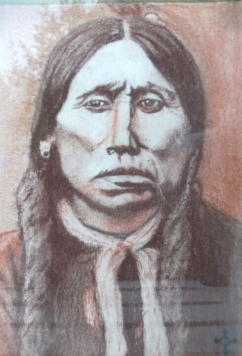 Drawing titled "portrait d'indien…" by Christophe Schaefer, Original Artwork, Pencil