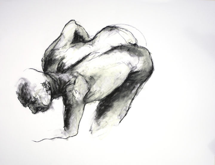 Drawing titled "etude1" by Christophe Thomas, Original Artwork, Charcoal