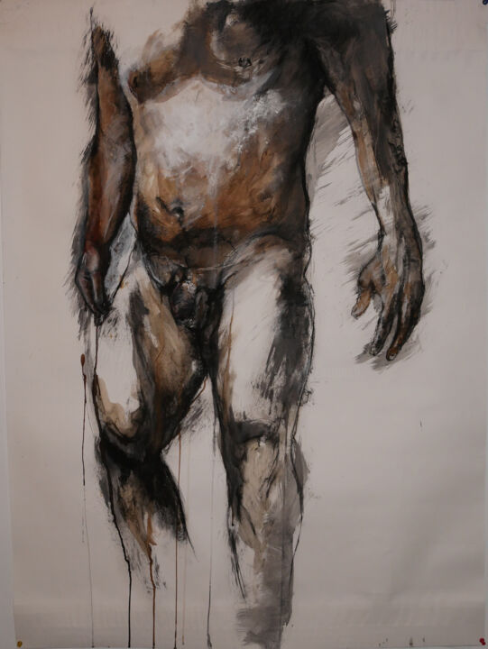 Drawing titled "Corps sans état d'â…" by Christophe Thomas, Original Artwork, Charcoal