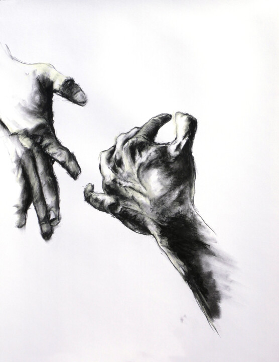 Drawing titled "L'absente (3)" by Christophe Thomas, Original Artwork, Charcoal