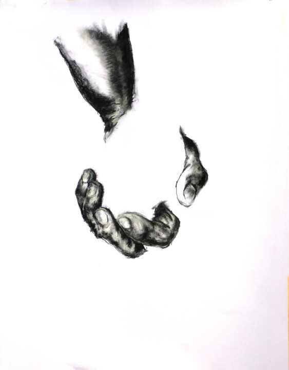 Drawing titled "L'absente (4)" by Christophe Thomas, Original Artwork, Charcoal
