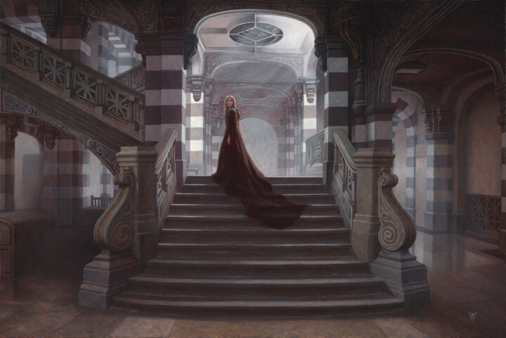 Painting titled "Moonlight Ghost" by Christophe Vacher, Original Artwork, Oil