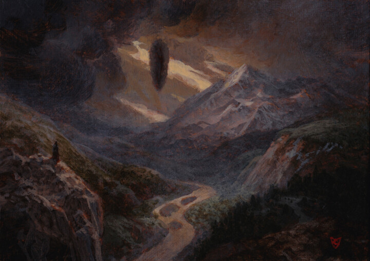Painting titled "The Looming" by Christophe Vacher, Original Artwork, Acrylic