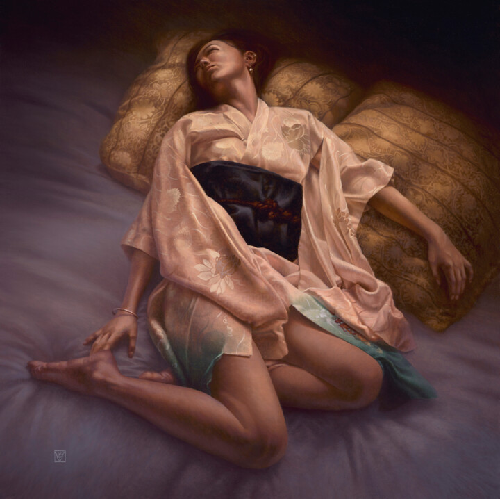 Painting titled "Silk" by Christophe Vacher, Original Artwork, Oil