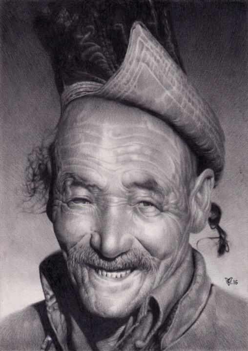 Drawing titled "The Storyteller" by Christophe Vacher, Original Artwork, Graphite