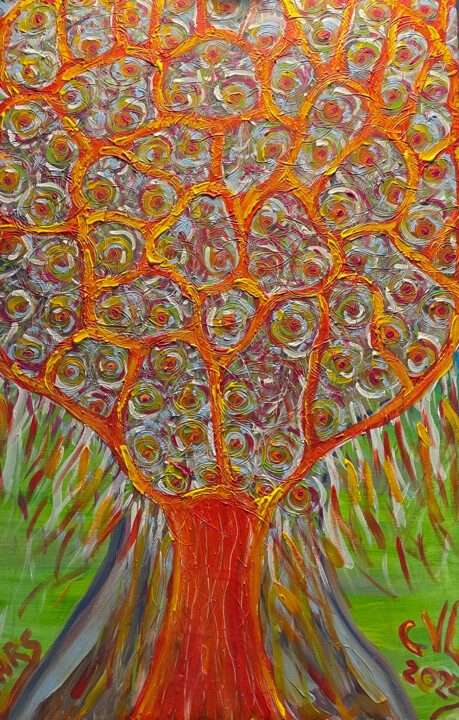 Peinture intitulée "WHITE TREE" par Christophe Verger-Lecocq, Œuvre d'art originale, Acrylique Monté sur Châssis en bois