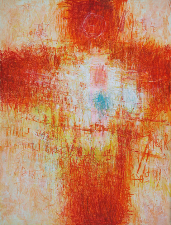 Pintura intitulada "Croce di sangue-tec…" por Christophe Dupin, Obras de arte originais, Acrílico