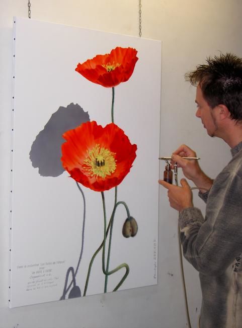 Painting titled "coquelicot 002" by Christophe Durand, Original Artwork
