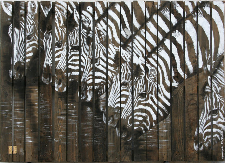 Peinture intitulée "lignes-sur-bandes-1…" par Christophe Durand, Œuvre d'art originale