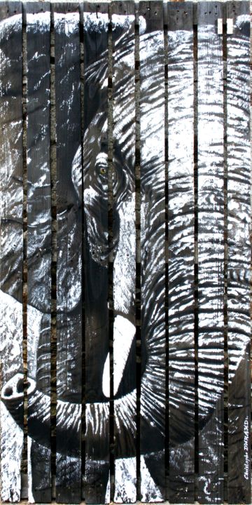 Painting titled "elephant-160-80.jpg" by Christophe Durand, Original Artwork, Acrylic