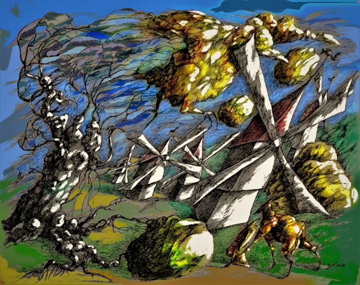 Digital Arts titled "Neuronal Landscape" by Christophe Gol, Original Artwork, Digital Painting