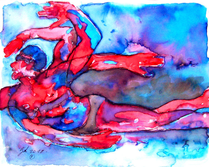 Painting titled "3" by Christophe Gol, Original Artwork, Watercolor