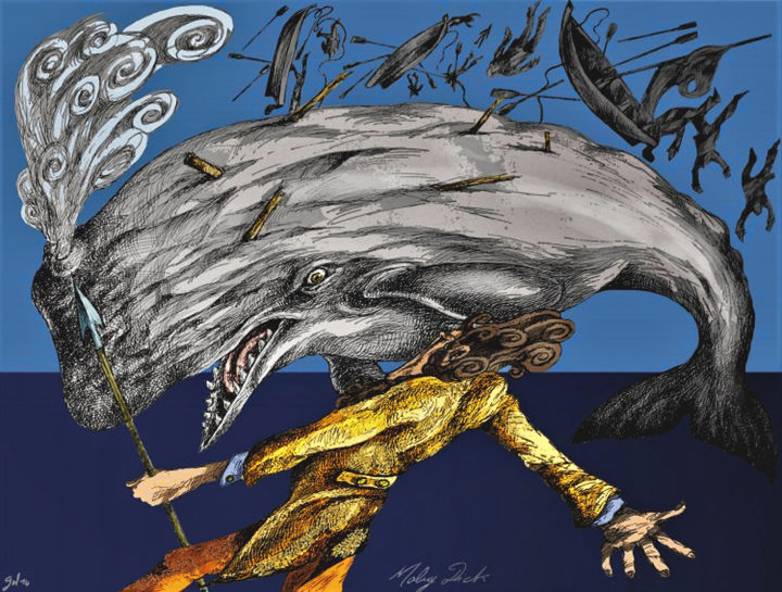 Arte digital titulada "Moby Dick" por Christophe Gol, Obra de arte original, Pintura Digital