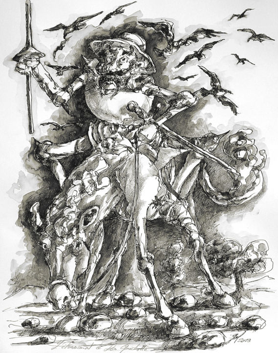 Disegno intitolato "l'étonnement de Don…" da Christophe Gol, Opera d'arte originale, Biro