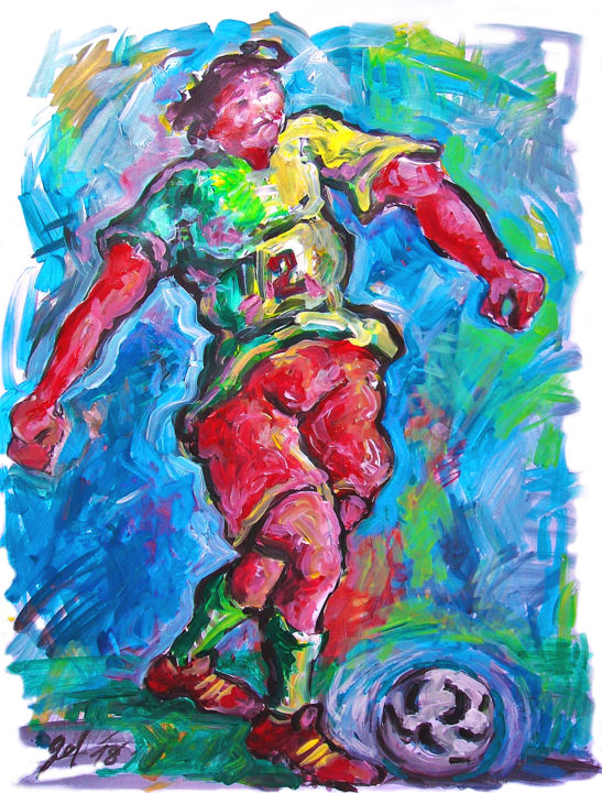 Pittura intitolato "Expression Soccer1" da Christophe Gol, Opera d'arte originale, Acrilico