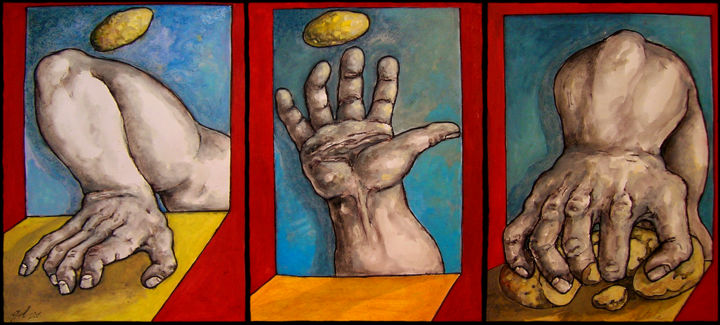 Pintura titulada "Patate" por Christophe Gol, Obra de arte original, Gouache