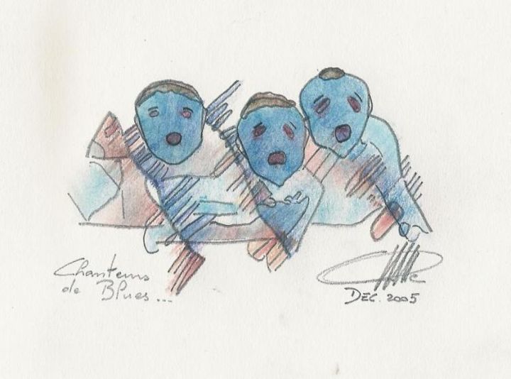 绘画 标题为“chanteurs de blues” 由Christophe Gremaud, 原创艺术品