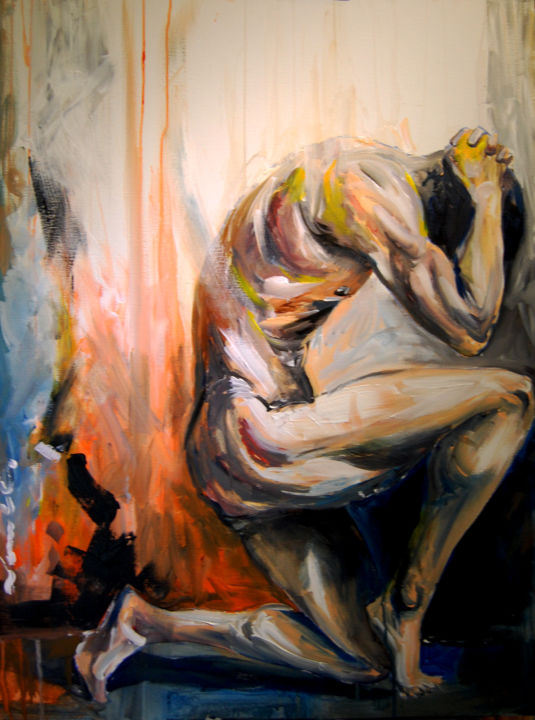 Painting titled "Naked in front of d…" by Christophe Lambert, Original Artwork, Acrylic