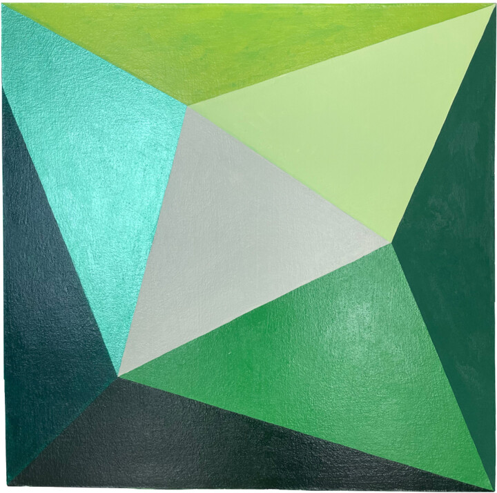 Painting titled "Emerald Fragment, 2…" by Christopher Davis, Original Artwork, Acrylic Mounted on Wood Panel