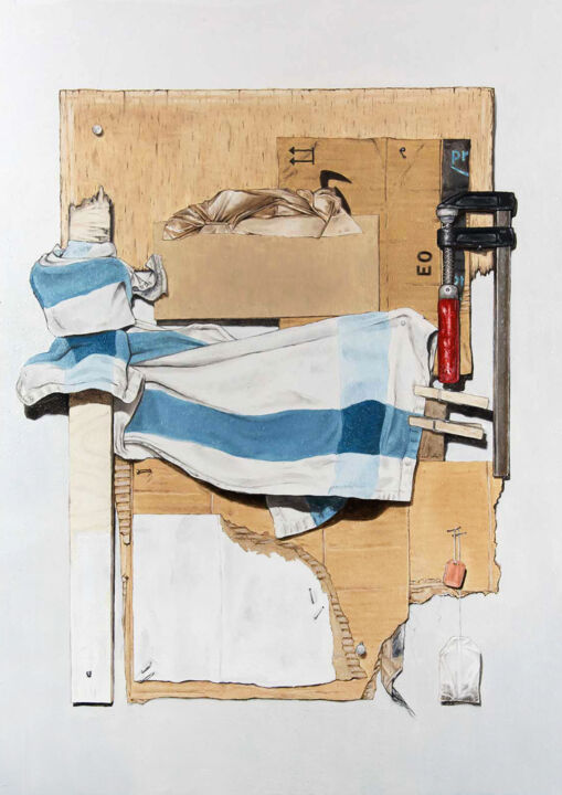 Ζωγραφική με τίτλο "Konstruktion" από Christopher Kieling, Αυθεντικά έργα τέχνης, Λάδι