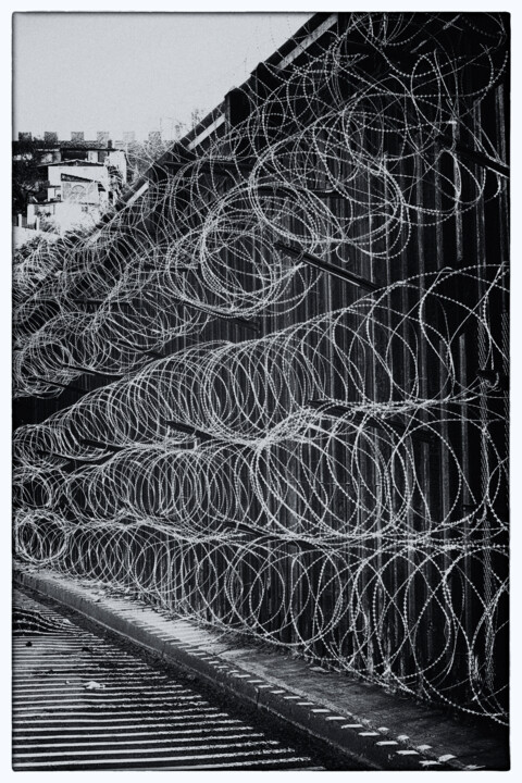 Photography titled "Razor-wire at the b…" by Christopher L Smith, Original Artwork, Digital Photography