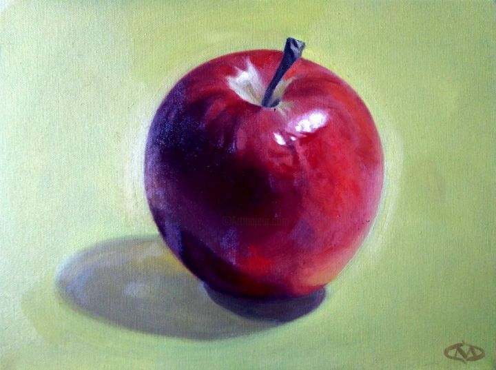 Painting titled "Yellow Apple.jpg" by Christopher David Moore, Original Artwork