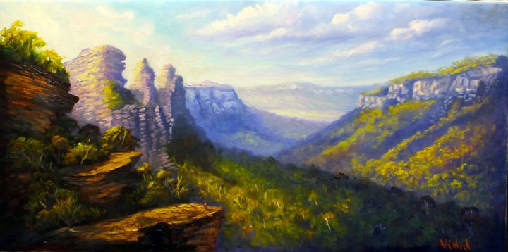 Painting titled "Early morning on Th…" by Christopher Vidal, Original Artwork, Oil