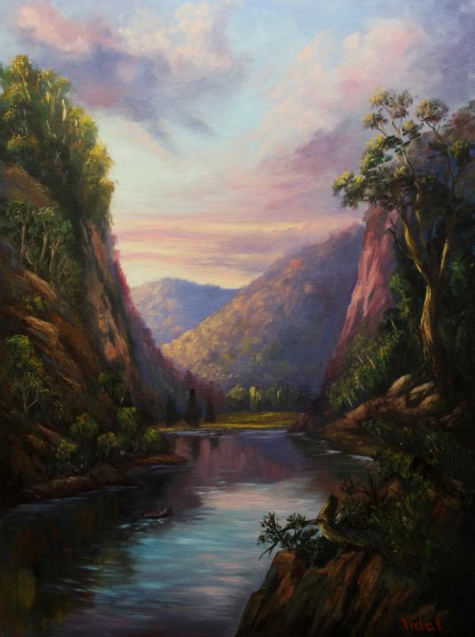 Painting titled "On the Nepean River" by Christopher Vidal, Original Artwork, Oil