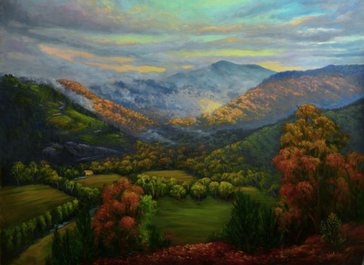 Painting titled "Mt Bogong from Towe…" by Christopher Vidal, Original Artwork, Oil