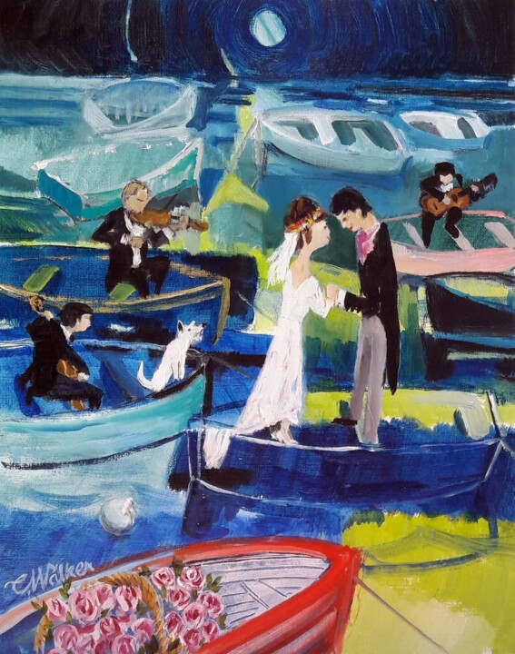 Painting titled "Shipboard Romance" by Christopher Walker, Original Artwork, Oil