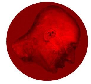 Malerei mit dem Titel "face in red circle" von Miller Chris, Original-Kunstwerk, Andere