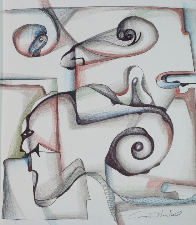 Dessin intitulée "The spiral" par Christos Efstathiou, Œuvre d'art originale, Crayon
