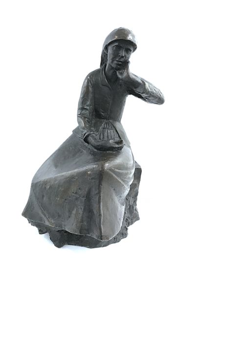 Skulptur mit dem Titel "MY MOTHER" von Christos Kapralos, Original-Kunstwerk, Bronze