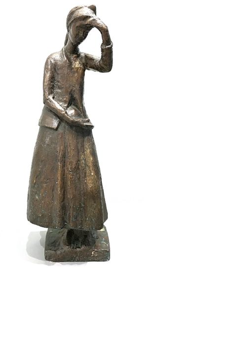 Skulptur mit dem Titel "MY MOTHER 2" von Christos Kapralos, Original-Kunstwerk, Bronze