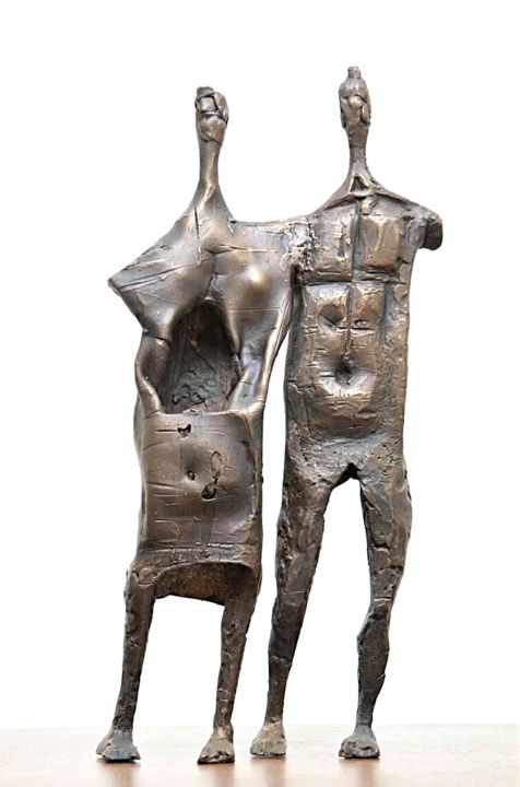 Sculpture titled "COUPLE" by Christos Kapralos, Original Artwork, Bronze