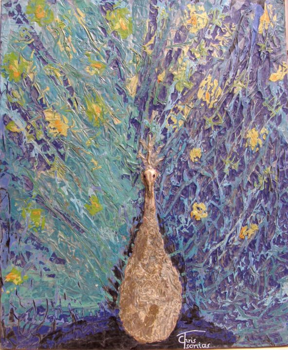 Textile Art titled "Peacock - Is not a…" by Chris Tsonias, Original Artwork