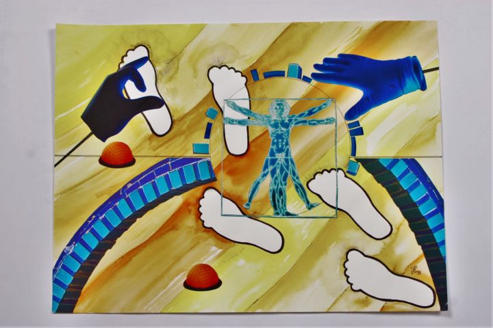 Printmaking titled "Fußspuren" by chrivko, Original Art, Screenprinting