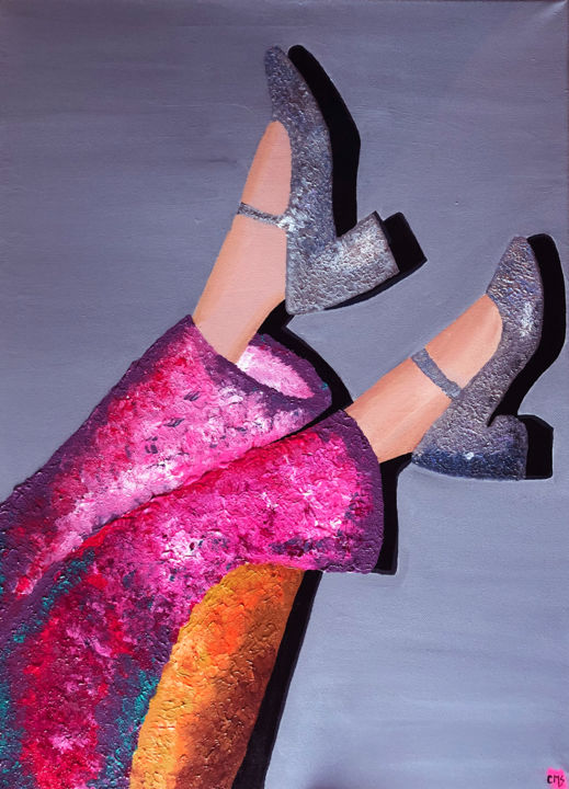 Painting titled "Shoes on" by Chromashi, Original Artwork, Acrylic Mounted on Wood Stretcher frame