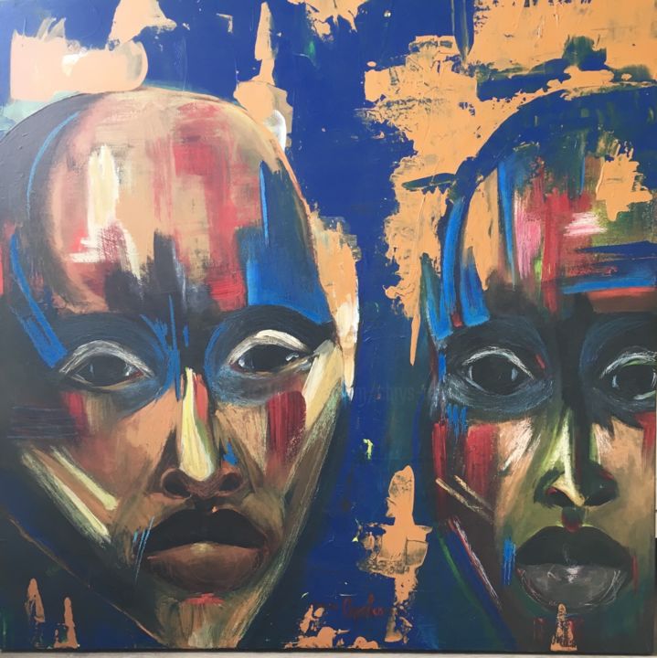 Painting titled "Les 2 visages.jpeg" by Chrys R, Original Artwork, Acrylic