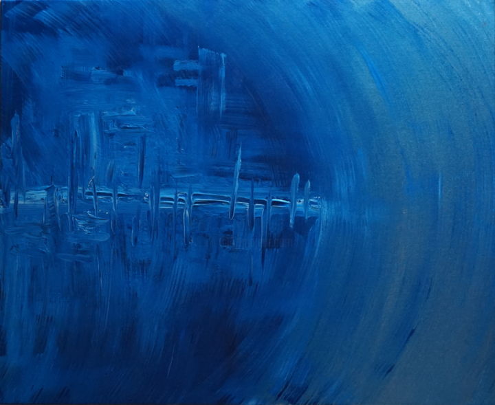 Painting titled "L'horizon bleue" by Chrysarte, Original Artwork, Acrylic