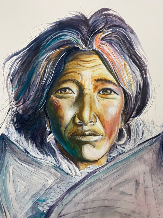 Drawing titled "Dolma" by Chrystel Gomez, Original Artwork, Watercolor
