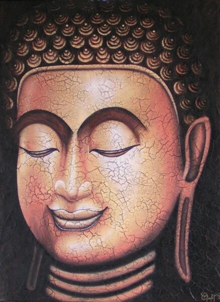 Pintura intitulada "Buddha" por Chrystel Mialet, Obras de arte originais