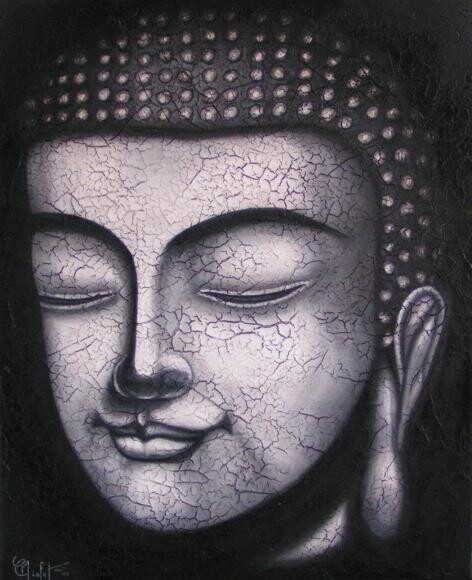 Картина под названием "buddha blanc" - Chrystel Mialet, Подлинное произведение искусства