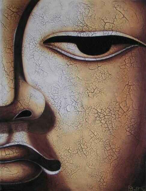 Pintura titulada "Buddha Doré" por Chrystel Mialet, Obra de arte original, Oleo