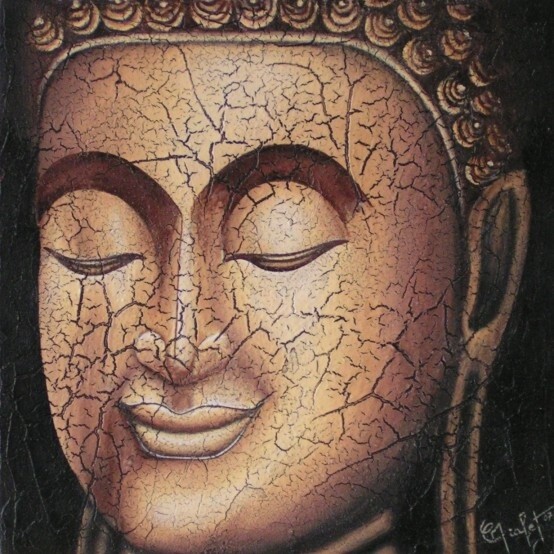 Картина под названием "20x20 buddha" - Chrystel Mialet, Подлинное произведение искусства