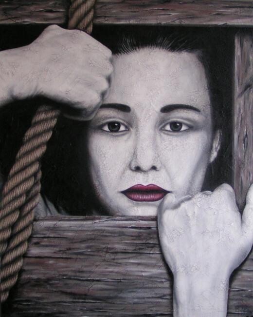 Painting titled "Emprisonnée" by Chrystel Mialet, Original Artwork
